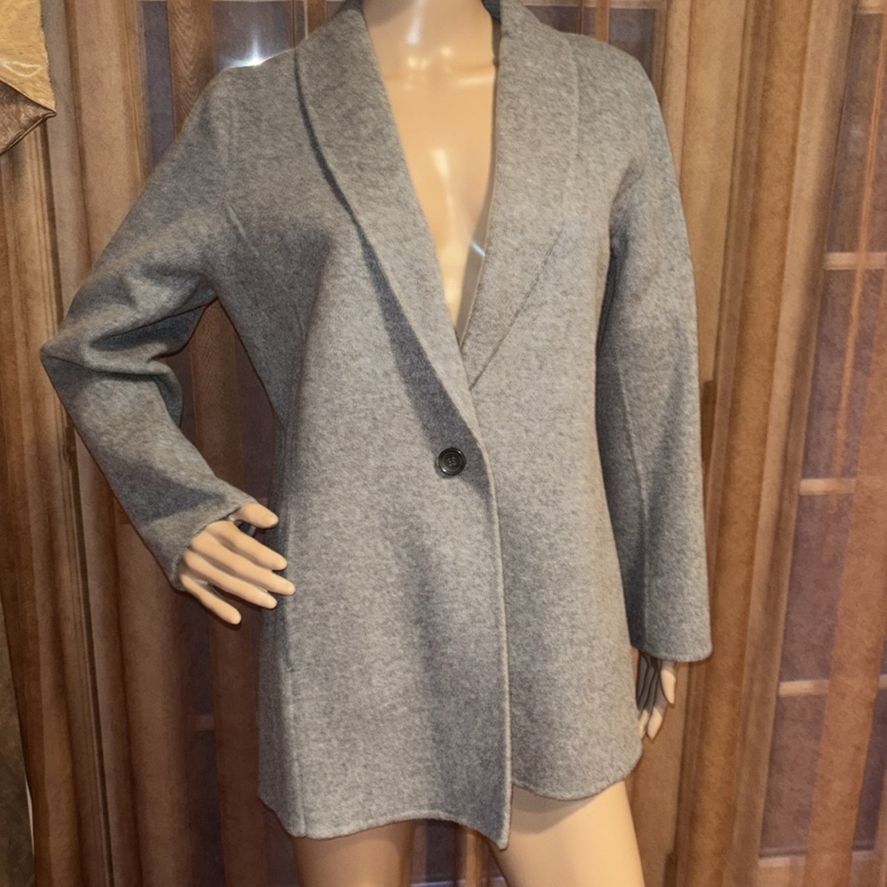 Gray Grey Talbots WOOL blazer double breasted 8P Petite NWT